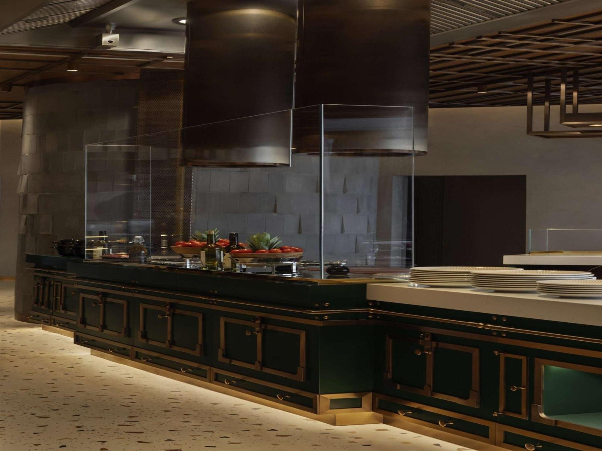 So/ Uptown Dubai酒店 外观 照片 A rendering of the open kitchen at the restaurant